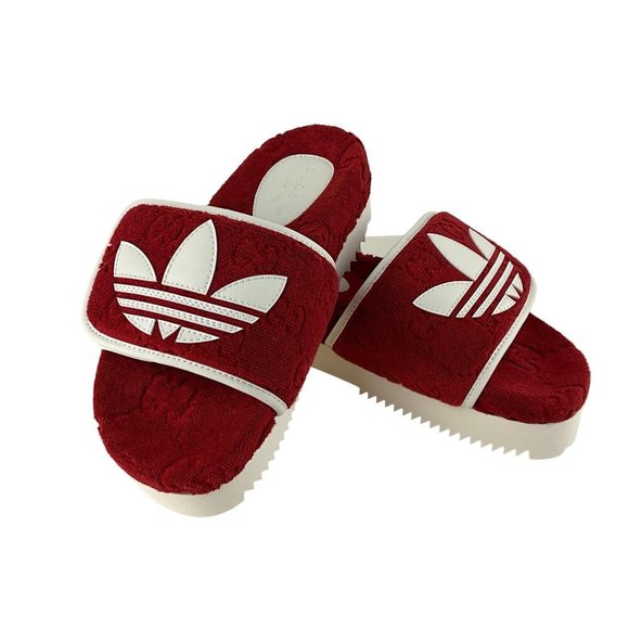 Gucci x Adidas Women's GG Platform Sandal Red Cotton Sponge Sz 36 - Picture 5 of 10